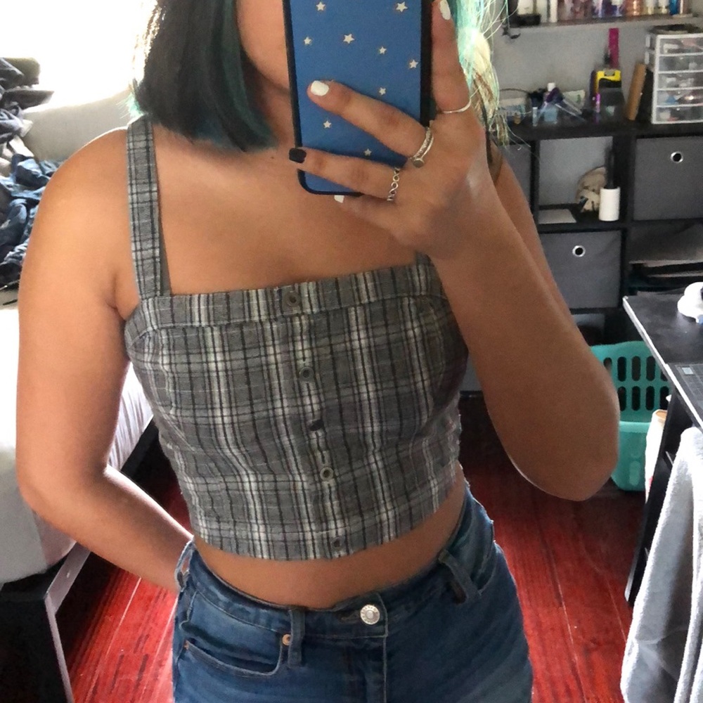 patterned button tank top